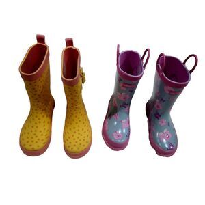 London Fog size 10 and yellow rain boots